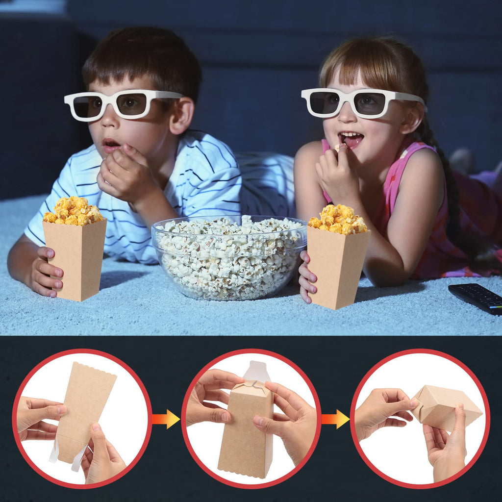 Potchen 150 Pcs Mini Popcorn Bucket Bags Bulk Disposable Popcorn Boxes 4.57 Inch Tall, Cardboard Cups Container for Movie Theater Dating Birthday Party(Kraft Style)