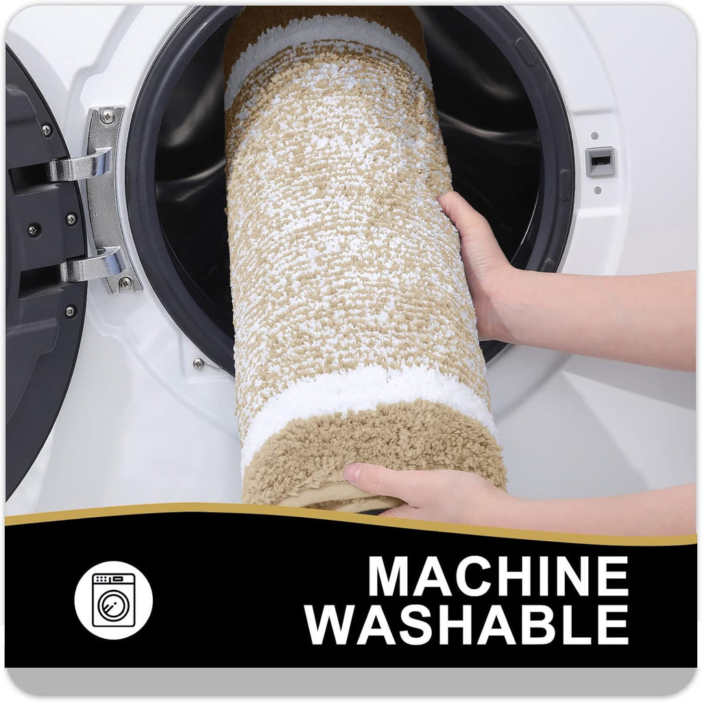 OLANLY Bathroom Rugs - Extra Soft Microfiber Bath Mat | Non-Slip, Machine Washable, Quick Dry (24x16, Beige)