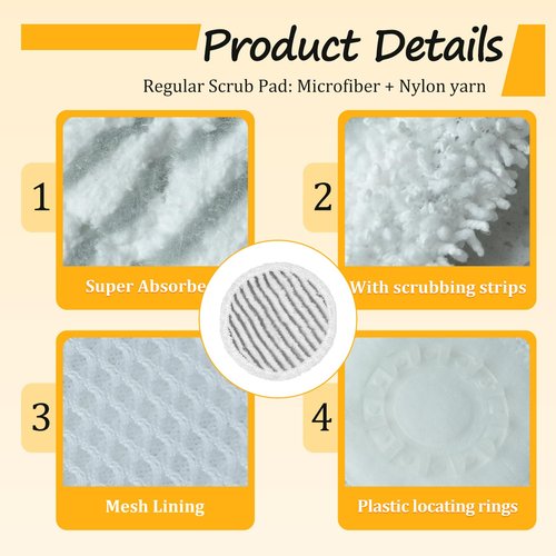 HXZIYI S7000 Replacement Steam Mop Pads for Shark S7001 S8201 S7000AMZ S8001 S7000 S7001TGT S7005 S7020 steam and Scrub mop Frosted Pad with Serrated Locator Ring（6Pack） (2green2gray2blue)