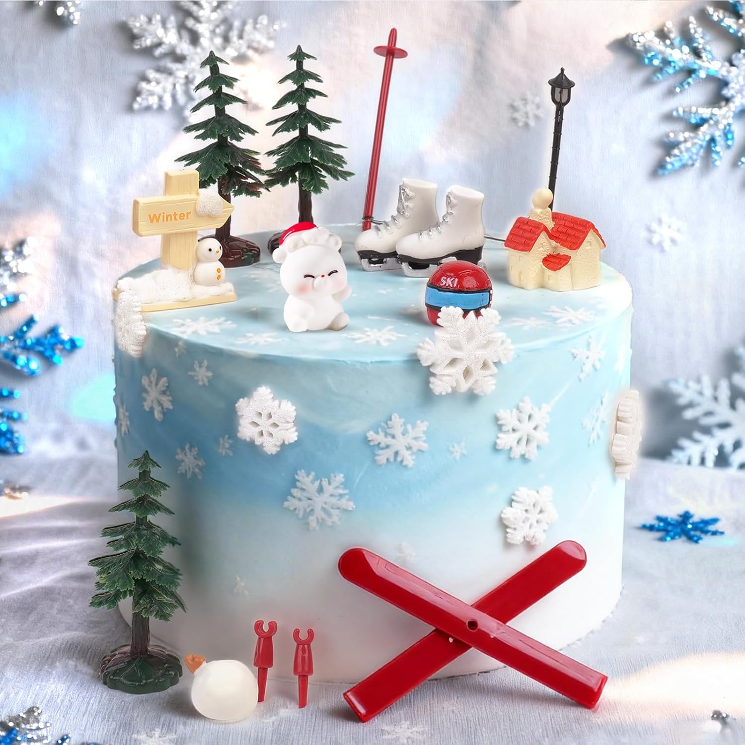 Skiennix 23PCS Ski-Themed Cake Decoration Set - Perfect Birthday Party Supplies