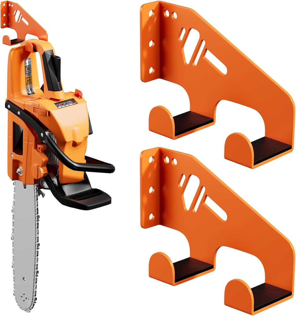 XZHXFX Chainsaw Hanger Wall Mount - Heavy-Duty Holder for Garage Organization | 2-Pack (Orange)