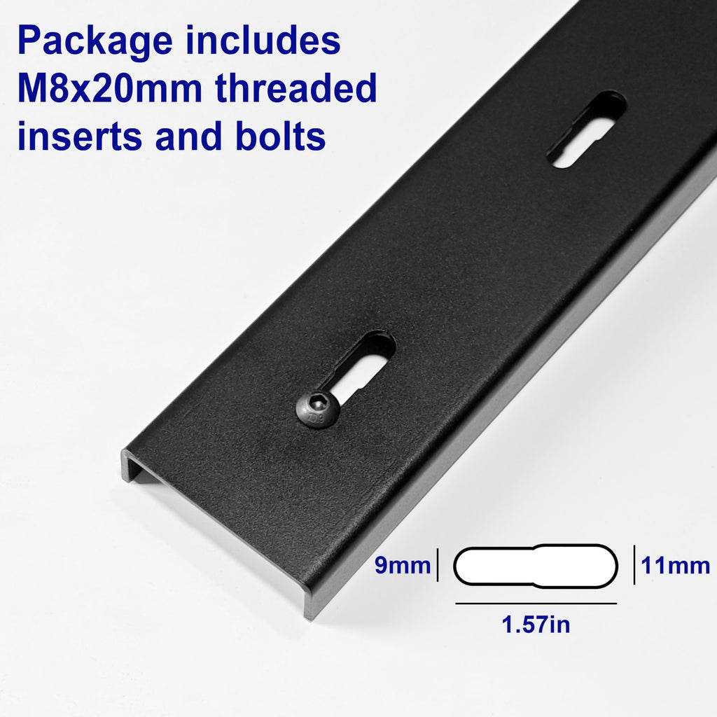 ICITYWALL 2 Pack 32" L x 3" W C Channel Steel Support, 3/4" Leg, Metal Support Bracing Hidden C Bracket for Table Top Live Edge Slab Woodworking, Black Coat Finish 6 Holes, Inserts & Bolts Included