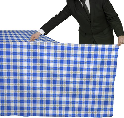 Gatherfun 3PCS Disposable Waterproof Tablecloth - Blue & White Gingham, 54x108 Inch for Picnics & Events