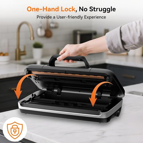 85Kpa Vacuum Sealer Machine - 10-in-1 Automatic Food Saver with Easy-Lock Handle & Built-in Cutter | Includes Bags & Hose