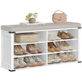 VASAGLE Shoe Storage Bench with Removable Cushion, Shoe Rack with Padded Seat, Entryway Bench with 6 Open Compartmens, Adjustable Shelves, for Hallway, Bedroom, Cloud White ULSB105W01