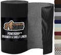 GORILLA GRIP powerGRIP Drawer Shelf and Cabinet Liner, Thick Strong Hold, Non-Adhesive Liners Protect Kitchen Cabinets and Cupboard, Bathroom Drawers, Easy Install, Breathable Mat, 12" x10', Black