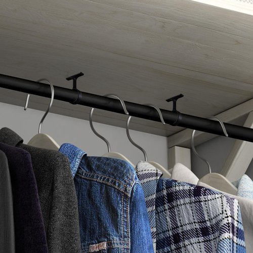 LEIFIDE 2 Pcs 1 5/16 Inch Diameter Round Wardrobe Closet Rod Suspended Center Support with Installation Screws Curtain Closet Rod Ceiling Mount Bracket for Home Wardrobe