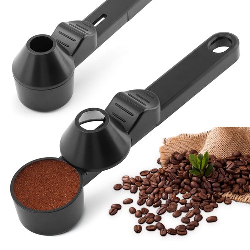 Coffee Scoop & Funnel for Reusable K Cups Refillable Coffee Pods Coffees Measuring Spoon Easy Slide Scoop with Funnel for Ground Coffees, Protein Powder, Tea(COLOR:black)