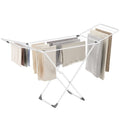SONGMICS Clothes Drying Rack, Metal Laundry Drying Rack, Foldable, Space-Saving, Free-Standing Airer, with 2 Gullwings, Indoor Outdoor Use, Bed Linen Clothing, White ULLR540W01