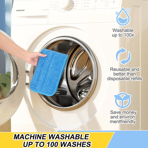 8 Pack 16.5 inch Reusable Mop Pads Microfiber Spray Mop Replacement Heads for Wet/Dry Mops Compatible with Bona Floor Care System
