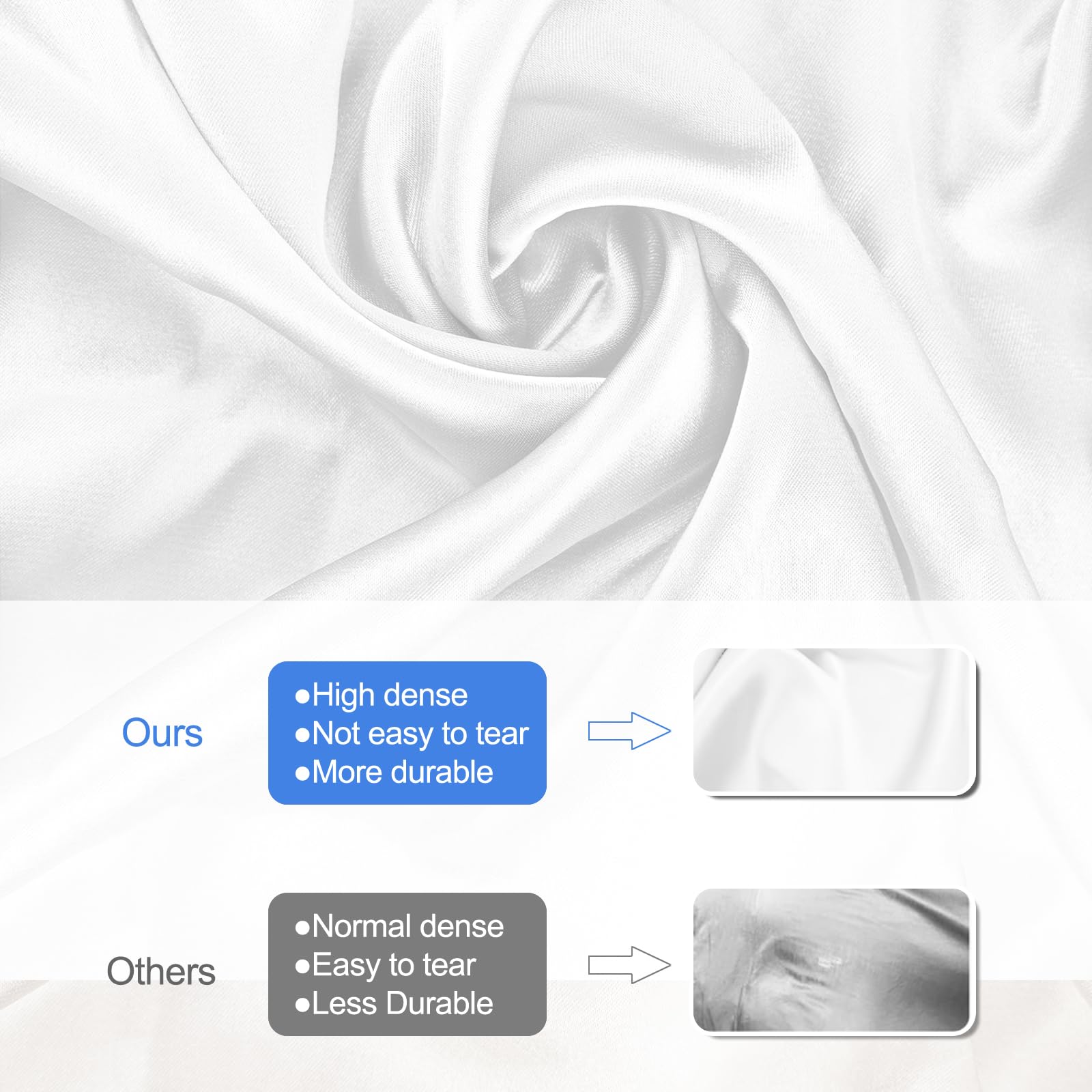 Satin Pillowcase for Contour Memory Foam Pillows, 24" x 14" x 5.1"/3.5" Cervical Pillow Case, Soft Pillow Cover for Sleeping Pillows (White)