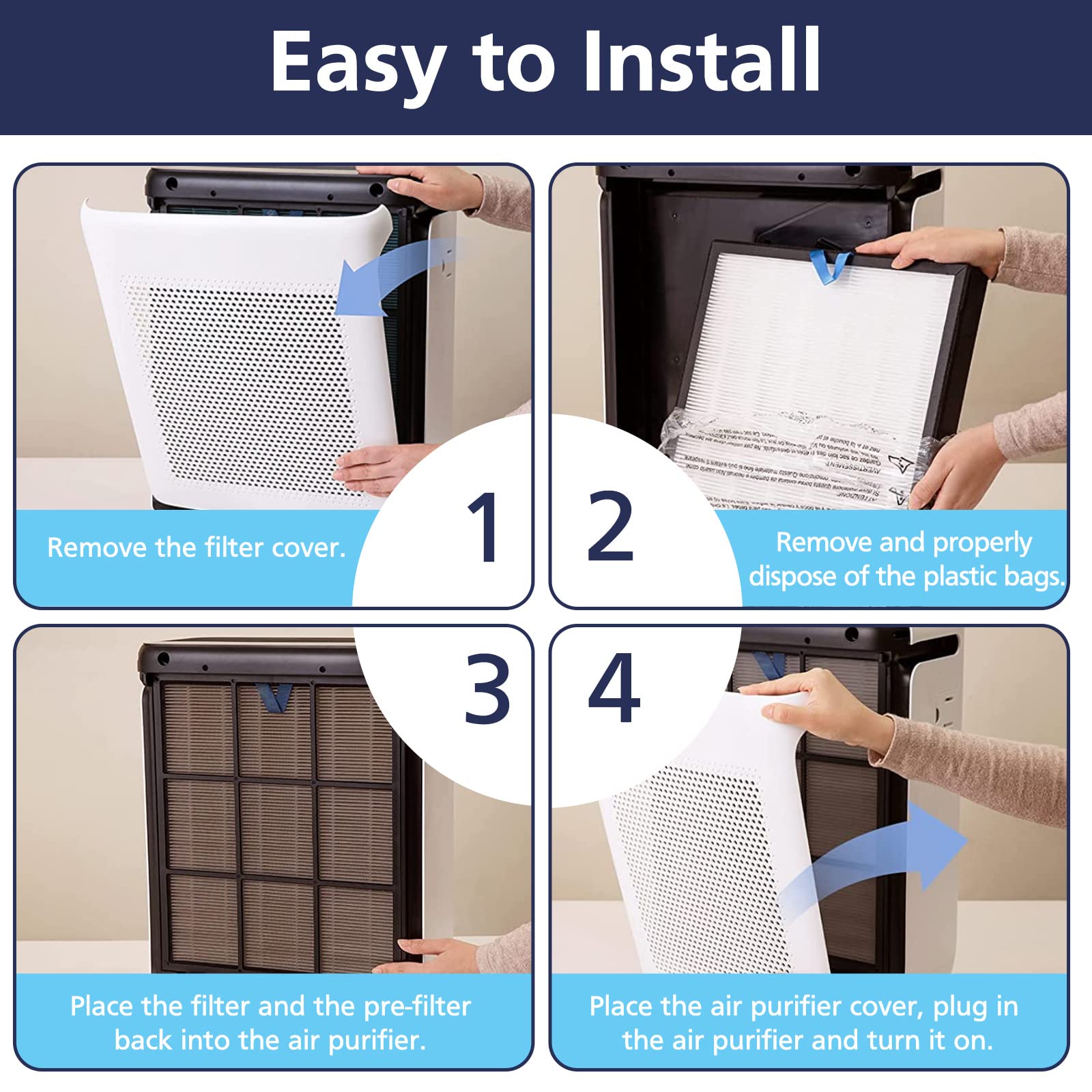 Vital 200S-P Replacement Filter Compatible with LEVOIT Vital 200S and Vital 200S-P Air Purifier, Vital 200S Filter for Home Large Room, Vital 200S-RF, 2 Pack, White