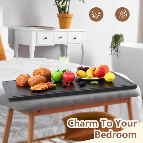 Teenyyou 32 x 18 Large Acacia Wood Cutting Boards for Kitchen Wooden Cutting Board with Juice Groove Extra Large Serving Platter Carving Tray for Meat Cheese(Black)