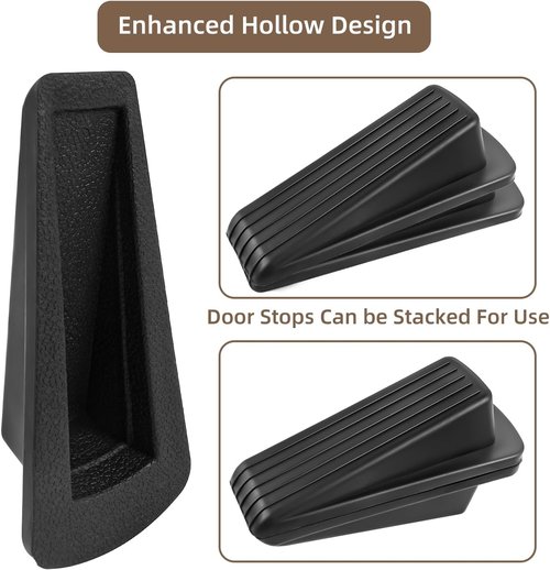 JZWBLILY Premium Rubber Door Stoppers - Heavy Duty Wedge for Carpet & Floor Gaps | Black, 2 Pack