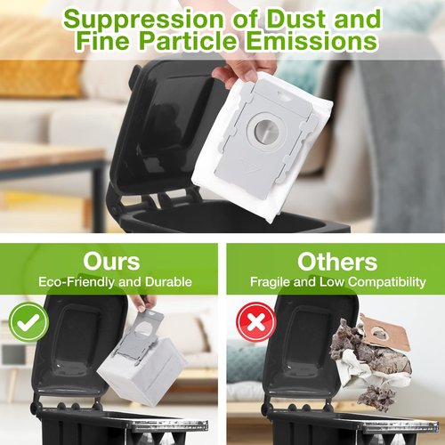 Rowhalf 12 Pack Vacuum Bags, Effective Dust Filtration,Compatible with iRobot Roomba i& s & j Series, for i3+, i4+, i5+, i6+,J6+, i7, i7+(7550) j7, j7+, i8+, J8+, J9+, s9+ Automatic Dirt Disposal Bags