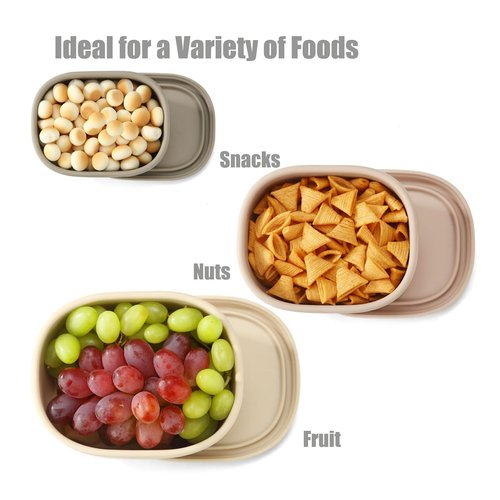 Emptycolor 3 Pack Silicone Snack Containers with Lids Reusable Silicone Food Storage Containers, Leak Proof Stackable Bento Lunch Box for Adults, Microwave, Dishwasher and Freezer Safe