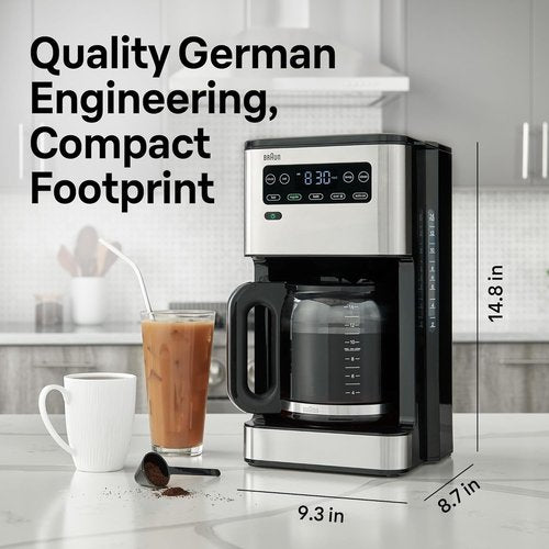 Braun PureFlavor 14-Cup Coffee Maker - Fast Brew, Touch Display, Bold Brew & Brew-Over-Ice Modes