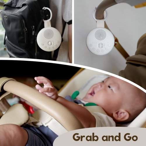 JunVox Fu White Noise Machine - Portable Sound Machine for Baby and Adult, with 21 Quality Non-looping Sleep Sounds, Night Light, Rechargeable Battery, for Travel, Home, Sound Therapy, Registry Gift