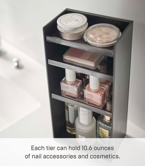 Yamazaki Home Tower Jewelry & Makeup Organizer, Standup Cosmetic Storage Box, Display Case - Flat - Abs Plastic