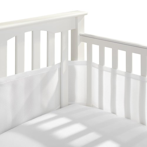 BreathableBaby Breathable Mesh Liner - Classic 3mm Mesh for Full-Size Cribs | White, Covers 3 or 4 Sides