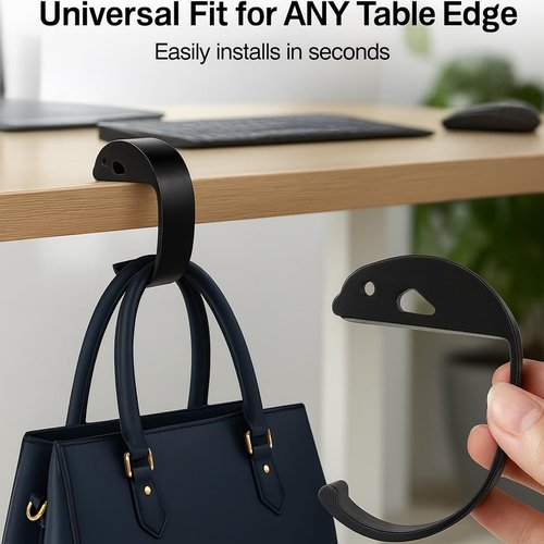 Gelobo 2 PCS Purse Hook for Table Heavy Duty, Bag Hanger for Table, Classroom, Office, Travel, Multi-Use Portable Bag Hook for Desk, Headphone, Key, Backpack, Office Table Accessories