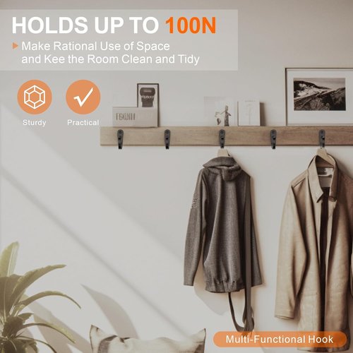 BREYDROK Heavy Duty Metal Coat Hooks - 20PCS Single Prong Wall Hooks with 40 Screws for Towel & Hat Storage