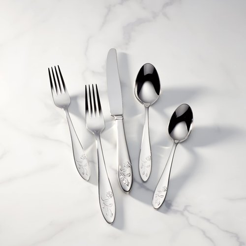 LENOX Butterfly Meadow 6-piece Party Plate Set & Butterfly Meadow 5-Piece Stainless Steel Place Setting, Service for 1