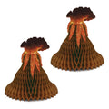 Beistle 2-Piece Tissue Volcano Centerpieces, Tropical Island Party Decorations, Dinosaur Party Decor, Lava Party Accessories, 15"