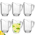 Tessco for you 6 Pcs Plastic Pitchers 60 Ounce Clear Restaurant Jug Large Water Pitcher Carafe Serve Milk Tea Juice Drink for Parties Container Dispenser Beer Jar