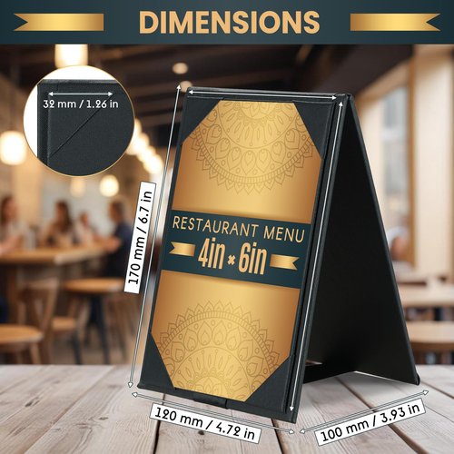 AMGSH 4" × 6" Table Tents, Leatherette PU Leather Double-Sided Menu Holders Menu A-Frame Sign Holders, 2 Side Menu Covers for Restaurant Coffee Cafe Bar Drink Dessert 20 Pack