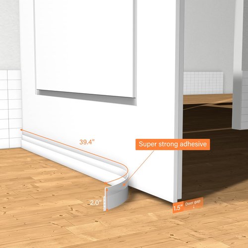 2 Packs Door Draft Stopper,Under Door Sweep for Bottom of Door,Weather Stripping Door Seal,Noise Stopper,Garage Window Blocker Noise Cold Air Insulation,Draft Guard (White, 39.3" L)