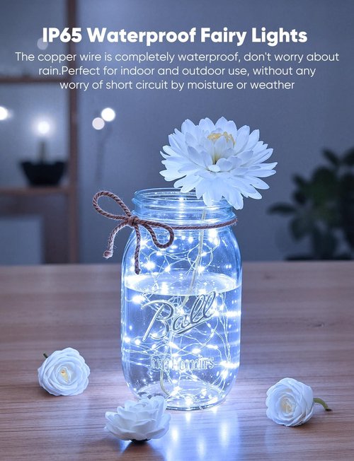 Brightown 14-Pack LED Fairy Lights - Battery Operated Waterproof Silver Wire | 7ft String Lights for DIY Decor