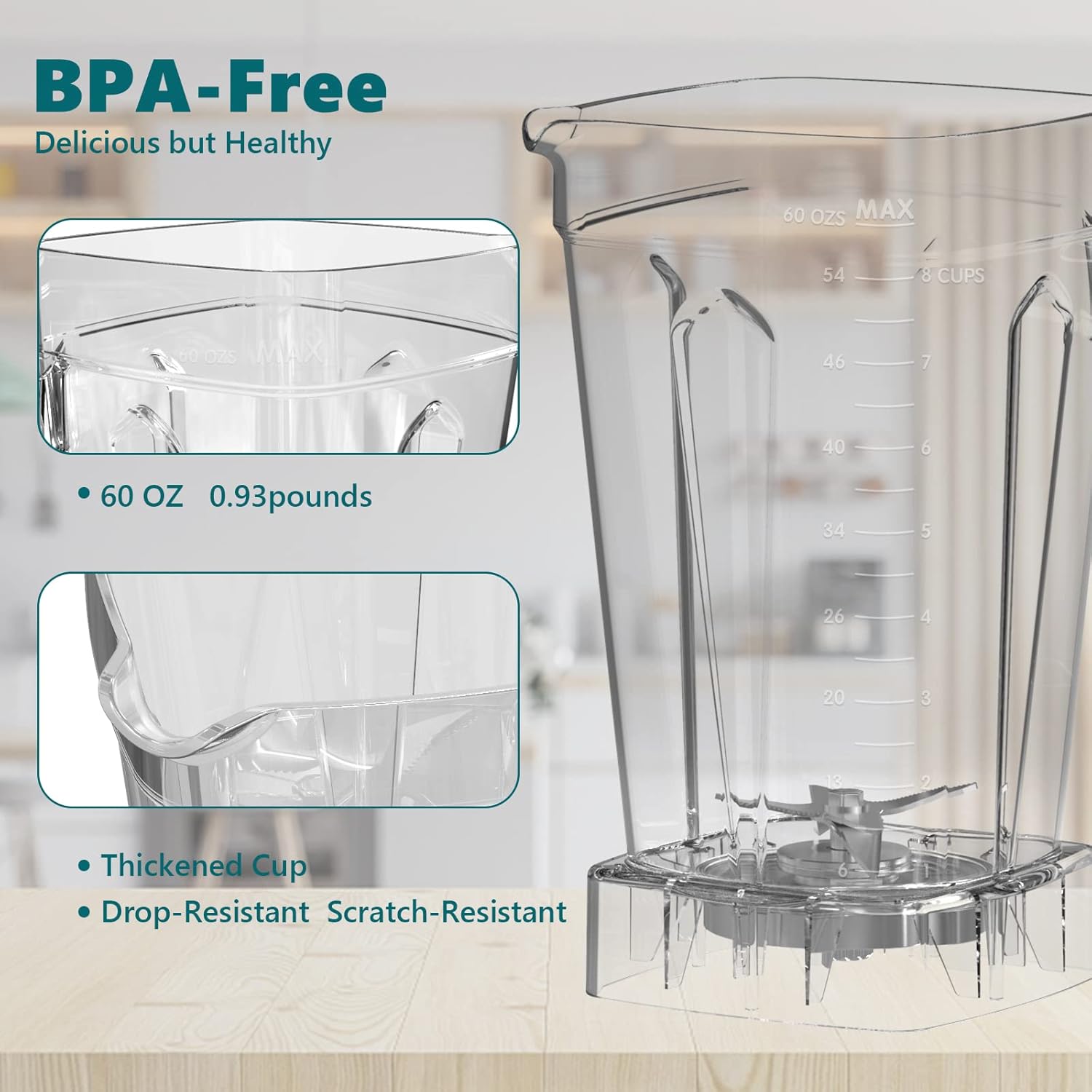 OMMO Blender 1800W - Professional High-Speed Countertop Blender with 60oz BPA-Free Jar for Smoothies & Shakes