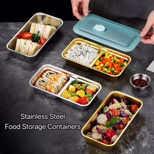 Fachoige Stainless Steel Snack Containers, 2 Pcs Reusable Food Storage Containers with Lids, Condiment Container, Grab and Go Snack Containers for Snacks,Dips,Lunch,Travel and Outdoor Camping