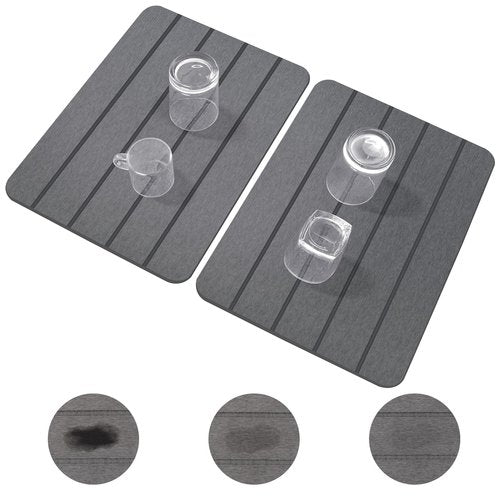 Stone Drying Mat for Kitchen Counter,2 Pack 16''x12'' Quick Dish Drying Stone Mat Kitchen,Double-sided Diatomaceous Earth Stone Drying Mat,No Moisture Residue, Stone Dish Drying Mat (Vertical Stripes)