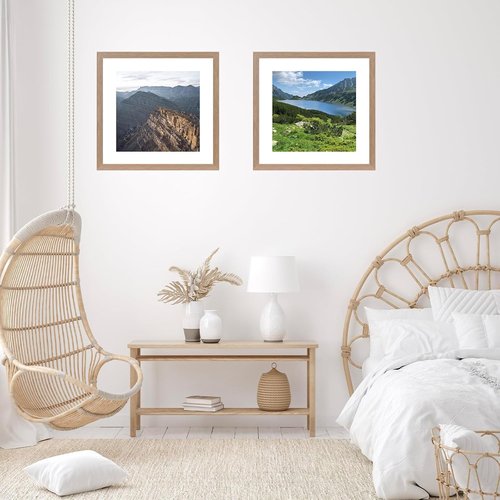 JCJMY 18x18 Rustic Brown Picture Frame - Display 14x14 Photos with Mat or 18x18 Without Mat | Shatter-Resistant Plexiglass