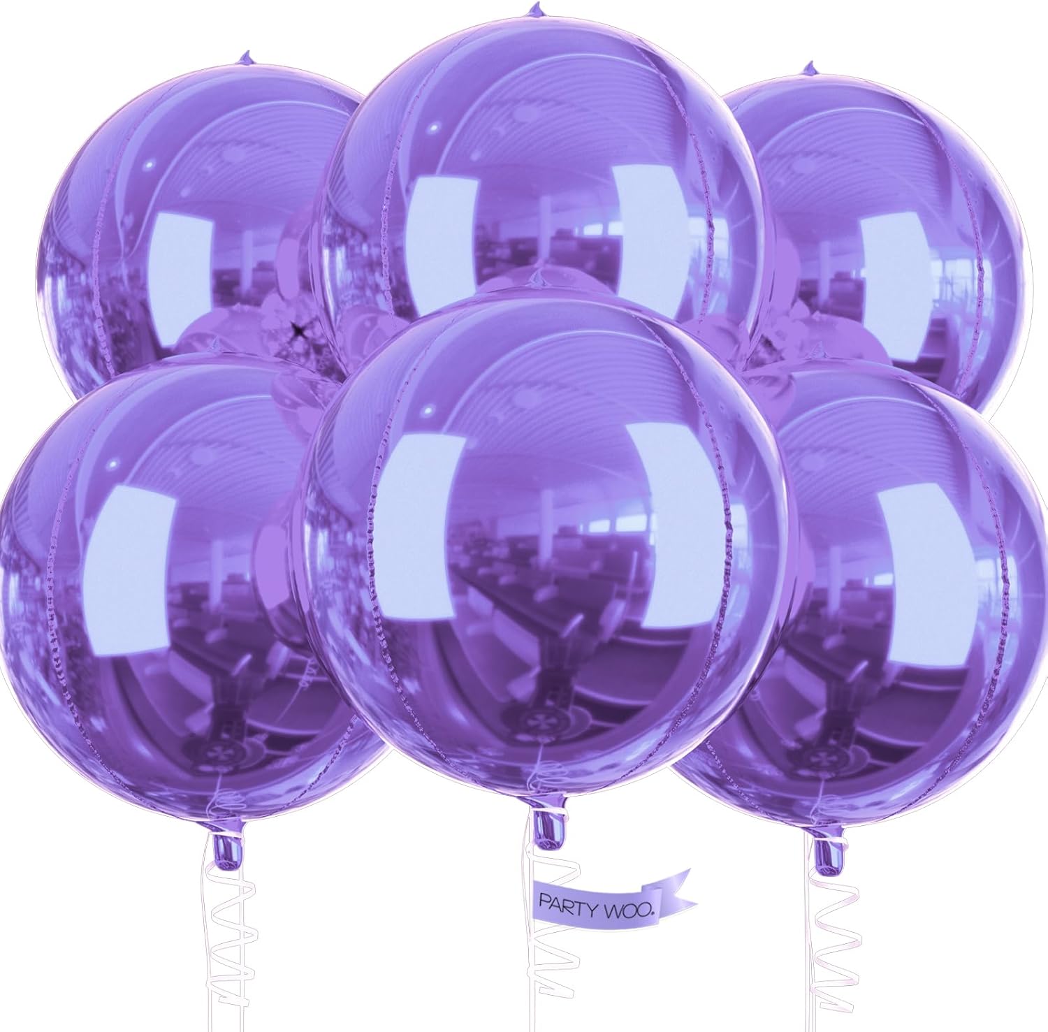 PartyWoo Metallic Purple Foil Balloons - 22 Inch Jumbo Round Mylar Balloons for Halloween & Birthday Decor