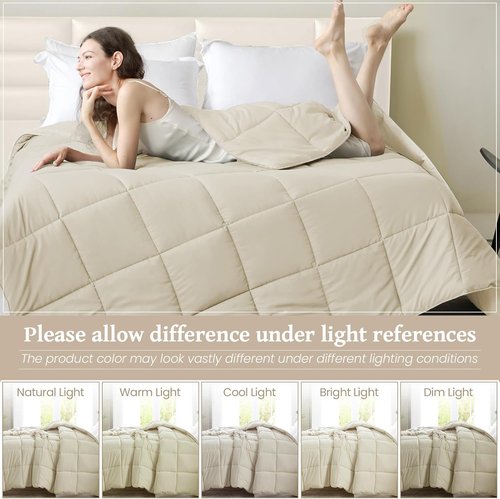 Homelike Moment King Size Comforter - Lightweight Beige Down Alternative Bedding for All Seasons