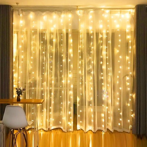 Dazzle Bright Curtain String Lights - 300 LED Warm White Fairy Lights | 9.8ft x 9.8ft, Waterproof, 8 Modes