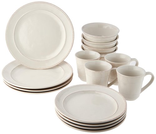 Certified International Orbit 16 pc. Dinnerware Set, Service for 4, Cream
