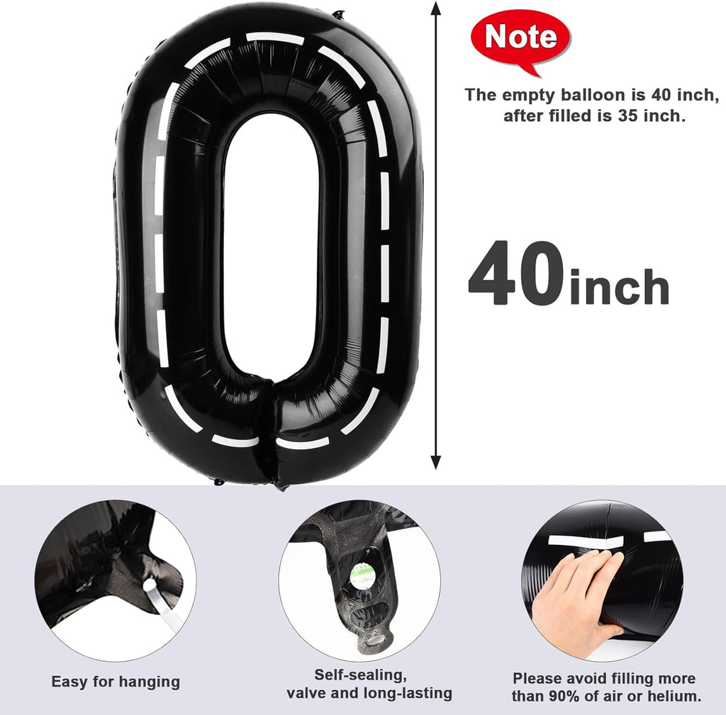 Number 0 Balloons - 40 Inch Black Number Balloons for Birthday, Wedding & Baby Shower Decor