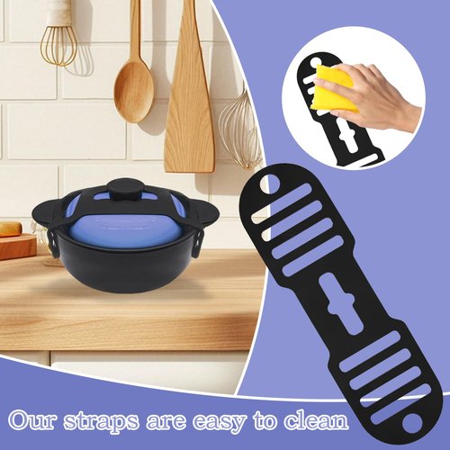 1Pcs Black Universal Fixing Strap, Black Pot Lid Accessories Tools Lid Holder Tools Heat-Resistant, No-Spill Design Transport Accessories Not Easily Damaged