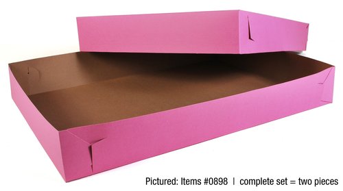 Southern Champion Tray 0898 Pink Paperboard Non-Window Lock-Corner Bakery Tray, 26 Length x 18-1/2 Width x 4 Height (Case of 50 Pieces)