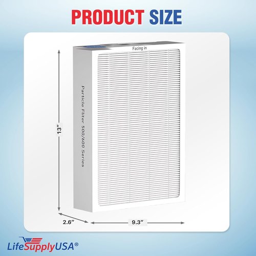 Classic 500/600 Series HEPA Particle Filter Replacement Compatible with Blueair Air Purifier Models 501 503 505 510 550E 555EB 601 603 605 650E by LifeSupplyUSA (3-Pack)