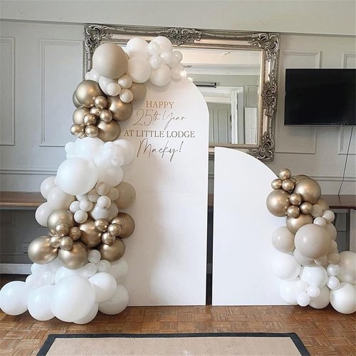 Champagne Gold & White Balloons - 60 Pcs Beige, Metallic Gold & Pearl White for Birthday & Wedding Decor