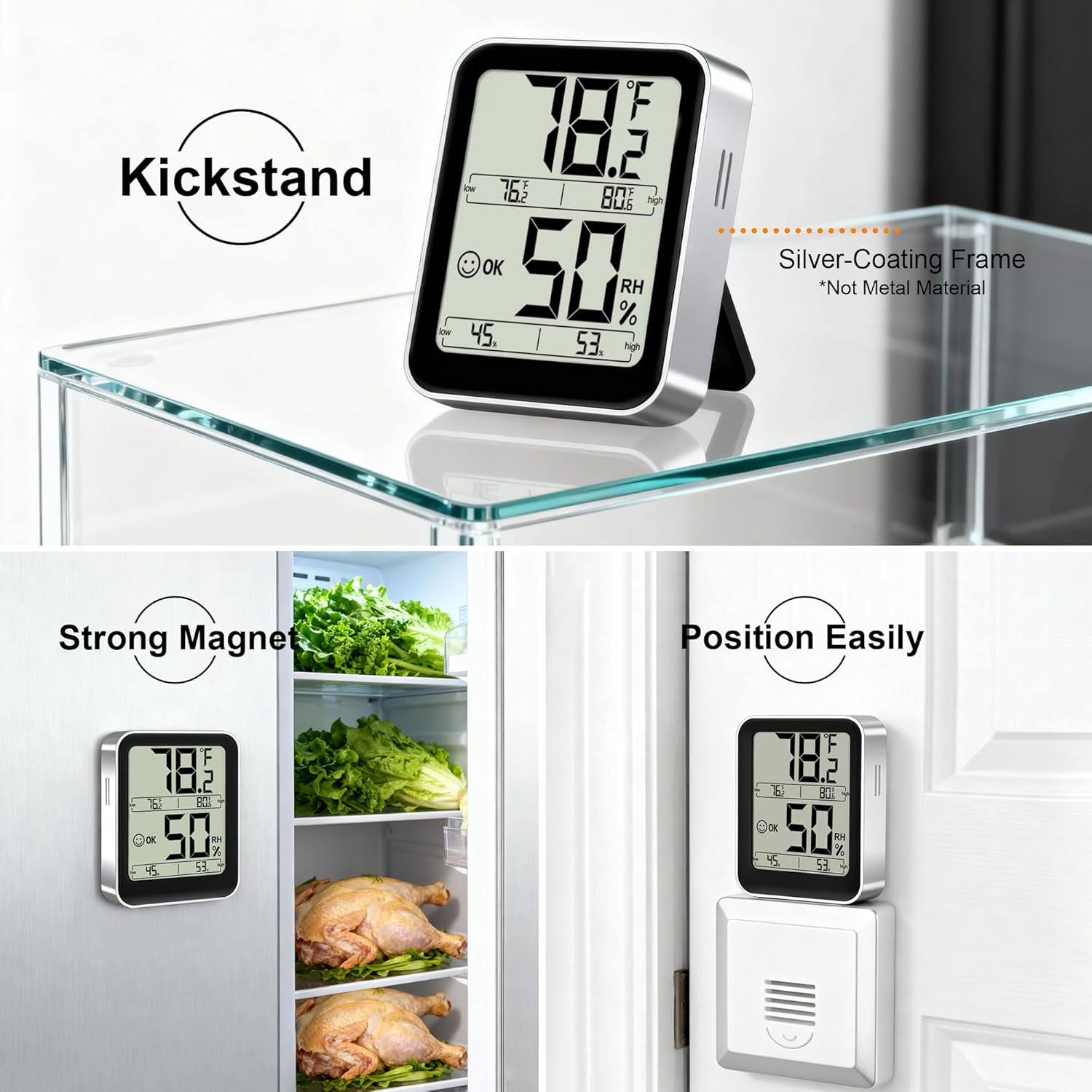 Antonki Digital Room Thermometer & Hygrometer - Accurate Temperature & Humidity Sensor with Max/Min Records | AAA Battery Included