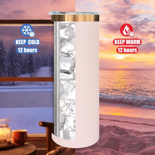 Metalya 20 oz Skinny Tumblers Bulk 8 Pack, Stainless Steel Insulated Tumbler with Lids and Straws, Slim Double Wall Powder Coated Travel Coffee Mugs Reusable Cup for Hot Cold Drinks (Pink,8 pack)