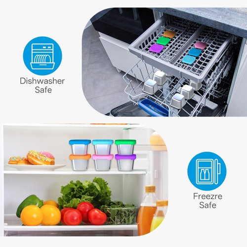 6Pack 6oz Stainless Steel Snack Containers for Kids, Leak Proof Small Food Storage Container with Silicone Lid, Easy Open Leak Proof Stainless Steel Food Storage Containers with Silicone Lids