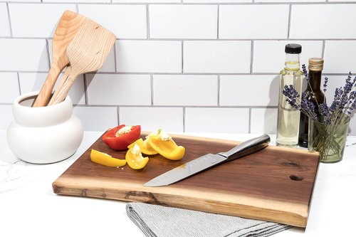 Live Edge Black Walnut Cutting Board 8" x 12" – Handcrafted by American Amish – Reversible, Durable, Unique Hardwood Slab – Food-Safe Finish – Premium Charcuterie & Serving Board