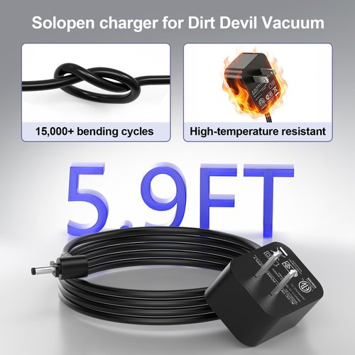 Solopen Charger Compatible with Dirt Devil Vacuum Replacement for 720429001 Power Adapter Charger for BD40200V BD50500V BD30100V BD45000 BD45000V with 5.9Ft Power Cord